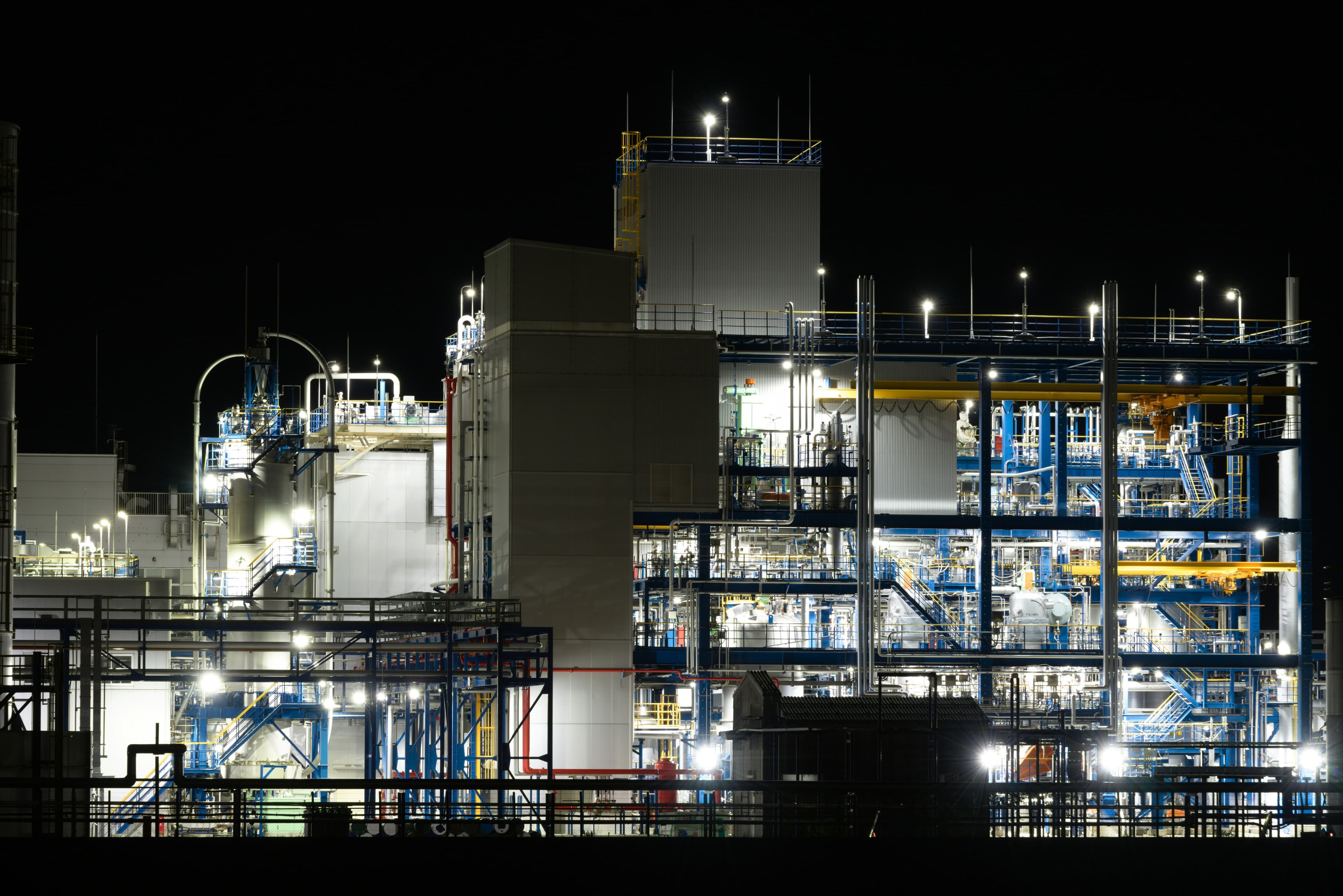 Chemical engineering plant at night